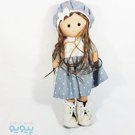 تصویر عروسک دختر روسی ارزان لباس طوسی 