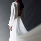 تصویر لباس عروس سفید کرپ آنجلینا (Angelina) سین استایل 