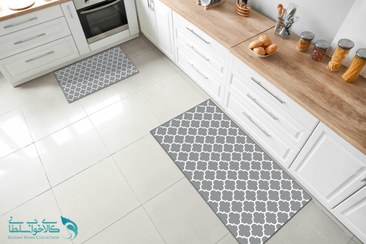 تصویر فرش آشپزخانه طرح داماس طوسی کد PU739 