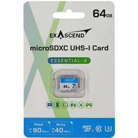 تصویر کارت حافظه MicroSDXC اگزاسند مدل Essential-X UHS-I U3 V10 64GB 90MB/s ExAscend Essential-X UHS-I U3 V10 64GB 90MB/s Memory Card