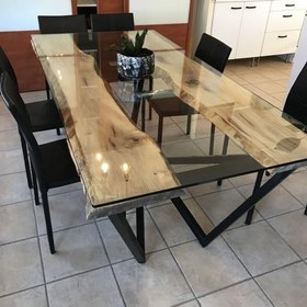 تصویر میز غذاخوری 6 نفره اسلب چوب گردو 