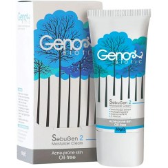 تصویر کرم رطوبت رسان سبوژن ژنوبایوتیک مناسب پوست های آکنه ای حجم 50 گرم 