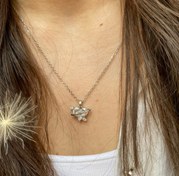 تصویر گردنبند زنانه جواهری مدل قلب نگین مخراج رنگ ثابت Heart necklace