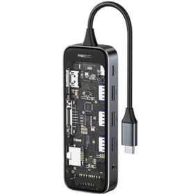تصویر هاب USB-C رسی 10 پورت مدل RH22 Recci USB-C Hub RH22 With 10 Port