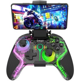 تصویر دسته بازی بلوتوثی IPega PG 9666 iPEGA PG-9666 RGB Wireless Game Controller for Switch PS3/PS4 Android iOS PC Dual Motor Vibration Turbo Bluetooth Gamepad