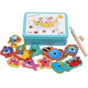 تصویر ماهیگیری چوبی جعبه فلزی 