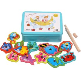 تصویر ماهیگیری چوبی جعبه فلزی 