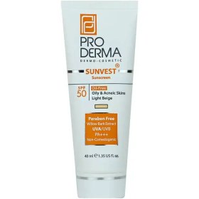 تصویر کرم ضدآفتاب SPF50 فاقد چربی بژ روشن پرودرما Pro Derma 