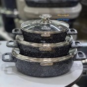 تصویر سرویس تابه گرانیتی لایف اسمایل LIFEP7STSHR-6BLACK 