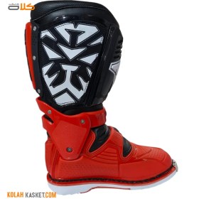 تصویر بوت موتور سواری لولا دار مدل MX1pro تایگر رنگ قرمز Hinged motorcycle boots, MX1pro Tiger, red color