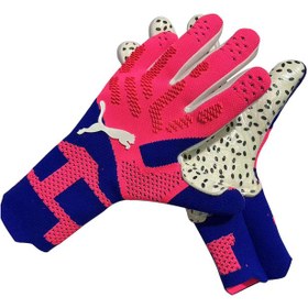 تصویر دستکش دروازه بانی پوما سرخابی آبی اورجینال سایز ۸-۹-۱۰ - سایز Puma goalkeeper gloves