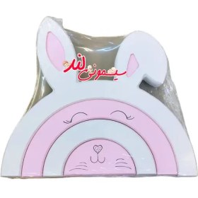 تصویر رنگین کمان چوبی خرس و خرگوش دیزاین اتاق کودک 