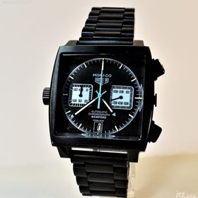 تصویر TAG HEUER MONACO طرح جدید ژاپن تگ هوور موناکو کرنوگراف ساخت ژاپن** شیشه سافایر با رنگ صفحه مشکی و آبی آسمانی 