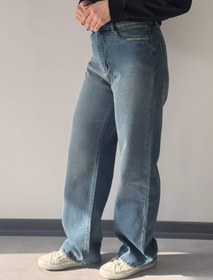 تصویر جین نیم بگ شُست کرم - ۳۲ 