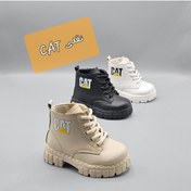 تصویر کفش بچه گانه مدل نیم بوت cat طرح چرم مصنوعی - سفید / ۲۲ 