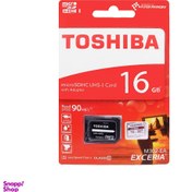 تصویر کارت حافظه توشیبا (Toshiba) مدل Micro SDHC ظرفیت 16 گیگابایت همراه آداپتور 