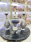 تصویر ست شکلات خوری بزرگ و گلدان 25cm قلمزنی نقاشی تذهیب 