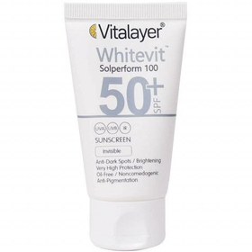 تصویر کرم ضد آفتاب SPF 50 ویتالیر مدل Whitevit مناسب پوست کدر و مستعد لک حجم 40 میلی لیتر - بی رنگ 