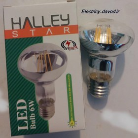 تصویر لامپ افتابی LED فوق کم مصرف فیلامنتی 6 وات هالی استار E27 مدل پشت جیوه ای R63 HALLEY STAR