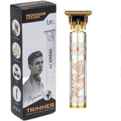 تصویر ماشین اصلاح و خطزن شارژی مینی بدنه فلزی مدل T9 2025 سری جدید - طلایی Vintage T9 hair clipper