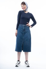 تصویر دامن جین آبی تیره ۳۸۵۹۲ Dark blue denim skirt