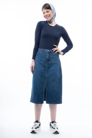 تصویر دامن جین آبی تیره ۳۸۵۹۲ Dark blue denim skirt