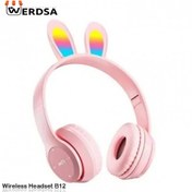 تصویر هدفون بی‌سیم خرگوشی مدل B12 با نور LED 