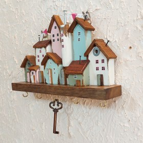 تصویر جاکلیدی دیواری چوبی طرح دهکده رویایی کد 5336 