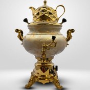 تصویر سماور برقی سحر مدل ویکتوریا طرح سنگ قوری دار ۶لیتر Samovar sahar