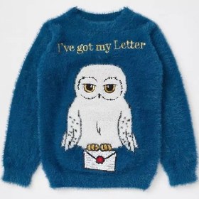 تصویر پولیور بافتنی دخترانه طرح جغد هری پاتر 