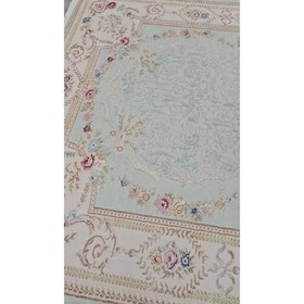 تصویر فرش ماشینی هازان طرح کلاسیک کد M109 سایز ۶ متر کرم و آبی 