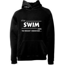 تصویر هودی ورزشی شنا فشن لاین SWM 45 | مشکی/سفید 
