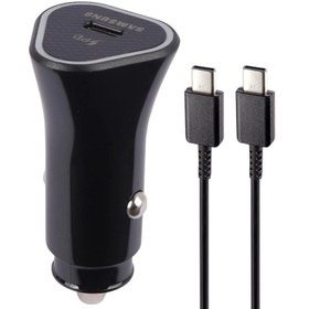 تصویر شارژر فندکی فست شارژر 25وات با کابل دو سر تایپ سی 