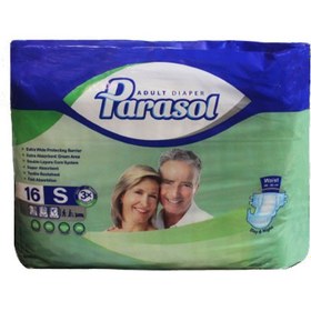 تصویر پوشینه کامل بی اختیاری بزرگسال سایز کوچک16 عددی پاراسل Small Size Adult Incontinence Full Cover Parasol