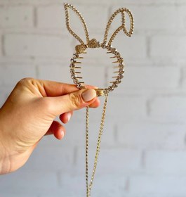 تصویر گیره مو گوجه ای طرح خرگوشی آویزدار 