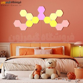 تصویر پنل روشنایی دیواری هوشمند شش ضلعی فوق نازک مدل Ultra Thin Hexagon RGBIC LED Wall Light Panels 