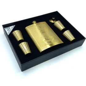 تصویر ست قمقمه جیبی چهار شات استیل مدل درخت زندگی کد a530361 