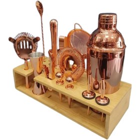 تصویر ست بار سرد با پایه چوبی 14 تکه cold bar set with wooden base