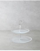 تصویر ظروف دکوری بشقاب و کاسه خدمات کف لویی شیشه ای 21+28 سانتی متر شفاف English Home 