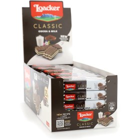 تصویر بیسکویت لواکر شیر و کاکائو باکس 25 عددی | Loacker Classic Cocoa & Milk 