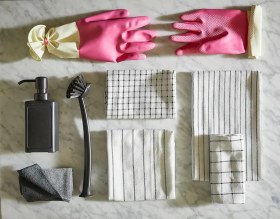 تصویر دستمال آشپزخانه پنبه ای ایکیا 4 عددی مدل RINNIG IKEA ا RINNIG Tea towel white/dark grey/patterned 45x60 cm RINNIG Tea towel white/dark grey/patterned 45x60 cm