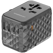 تصویر شارژر موبایل شارژر موبایل شارژر دیواری پاورولوژی Powerology Universal Multi-Port Travel Adapter PD 65W P65W3PD خاکستری