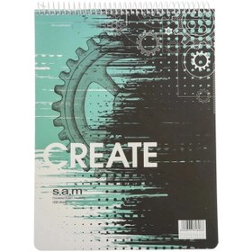 تصویر دفتر 100 برگ رحلی شطرنجی با پرفراژ سم طرح create 