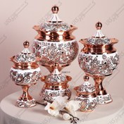 تصویر سرویس ظروف مسی الماس تراش 6 تیکه 