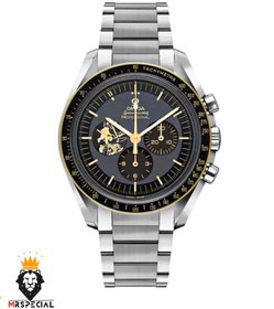 تصویر ساعت مچی مردانه امگا اسپید مستر استیل کرنوگراف صفحه مشکی OMEGA Speedmaster 0929 