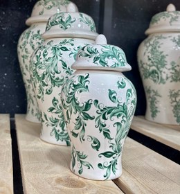 تصویر جینجرجار سرامیکی دستساز طرحدار سه عددی - سبزینه 