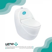 تصویر توالت فرنگی اداسا مدل کراب سفید با نوار زرد 