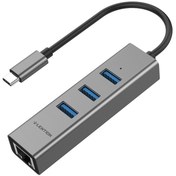 تصویر هاب 4 پورت USB-C لنشن مدل C23-S نقره ای هاب لپ تاپ USB Type-C 4 لنشن نقره ای