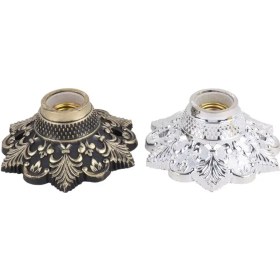 تصویر سرپیچ دوکاره گل رنگی سفید طلایی 