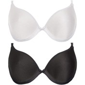 تصویر کاپ سینه مدل عینکی سفید و مشکی و کرم سایز85 (1جفت) - کرم 